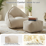 Cloud Bean Bag Chair with Ottoman for Adults