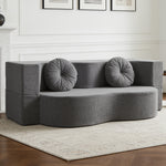 2-in-1 Convertible Sofa Bed, Folding 2 Seater Cotton Velvet Sofa with Pillow, No Assembly Fabric Couch for Living Room, Bedroom & Apartment