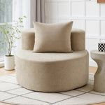 Modern Round Chaise Lounge Chair, Upholstered Chenille Deep Seat, Single Floor Sofa for Living Room and Bedroom