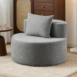 Modern Round Chaise Lounge Chair, Upholstered Chenille Deep Seat, Single Floor Sofa for Living Room and Bedroom