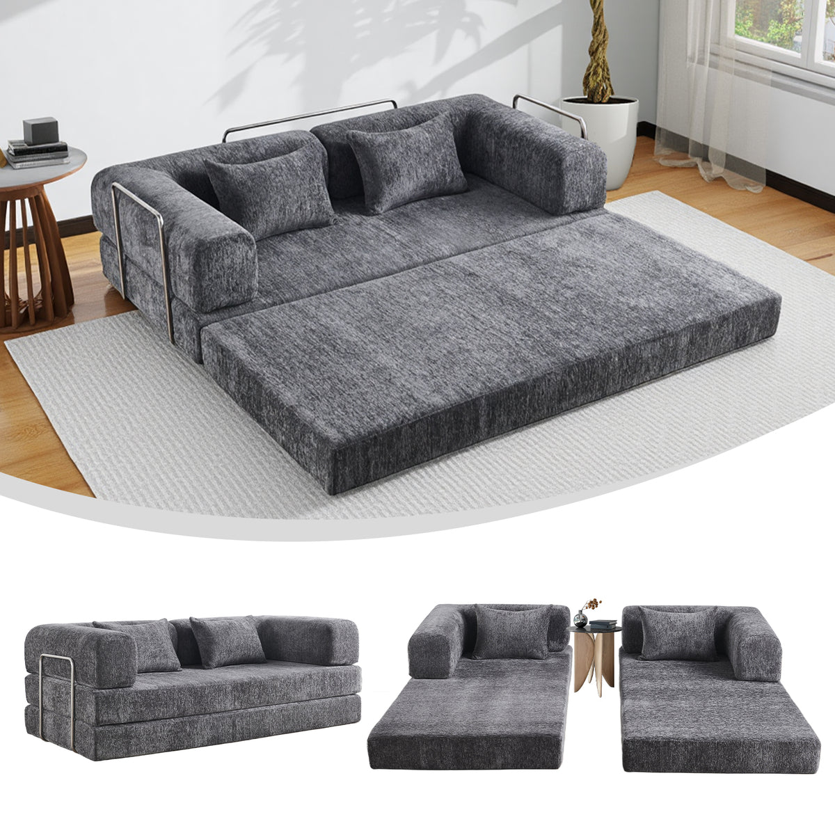 AIMSTYTO 5-in-1 Convertible Folding Sofa Bed