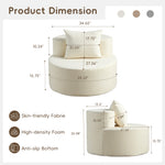 Modern Round Chaise Lounge Chair, Upholstered Chenille Deep Seat, Single Floor Sofa for Living Room and Bedroom