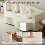 2-in-1 Convertible Sofa Bed, Folding 2 Seater Cotton Velvet Sofa with Pillow, No Assembly Fabric Couch for Living Room, Bedroom & Apartment