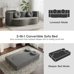 2-in-1 Convertible Sofa Bed, Folding 2 Seater Cotton Velvet Sofa with Pillow, No Assembly Fabric Couch for Living Room, Bedroom & Apartment