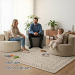 Modern Round Chaise Lounge Chair, Upholstered Chenille Deep Seat, Single Floor Sofa for Living Room and Bedroom