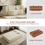 2-in-1 Convertible Sofa Bed, Folding 2 Seater Cotton Velvet Sofa with Pillow, No Assembly Fabric Couch for Living Room, Bedroom & Apartment