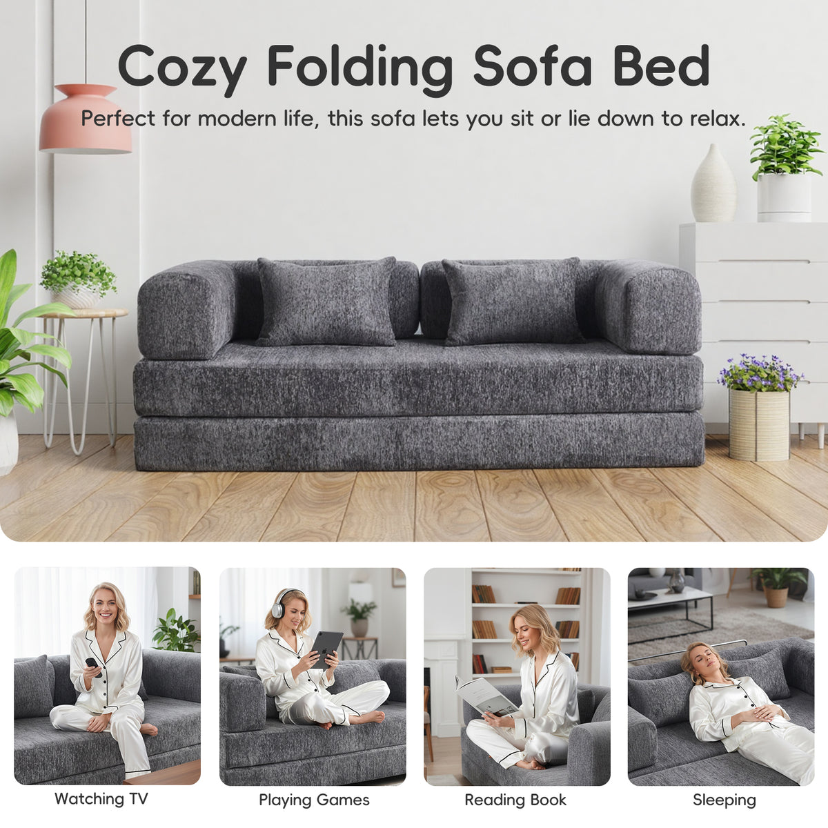 AIMSTYTO 5-in-1 Convertible Folding Sofa Bed