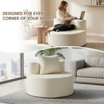 Modern Round Chaise Lounge Chair, Upholstered Chenille Deep Seat, Single Floor Sofa for Living Room and Bedroom