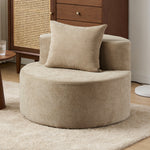 Modern Round Chaise Lounge Chair, Upholstered Chenille Deep Seat, Single Floor Sofa for Living Room and Bedroom