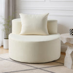 Modern Round Chaise Lounge Chair, Upholstered Chenille Deep Seat, Single Floor Sofa for Living Room and Bedroom