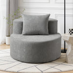 Modern Round Chaise Lounge Chair, Upholstered Chenille Deep Seat, Single Floor Sofa for Living Room and Bedroom