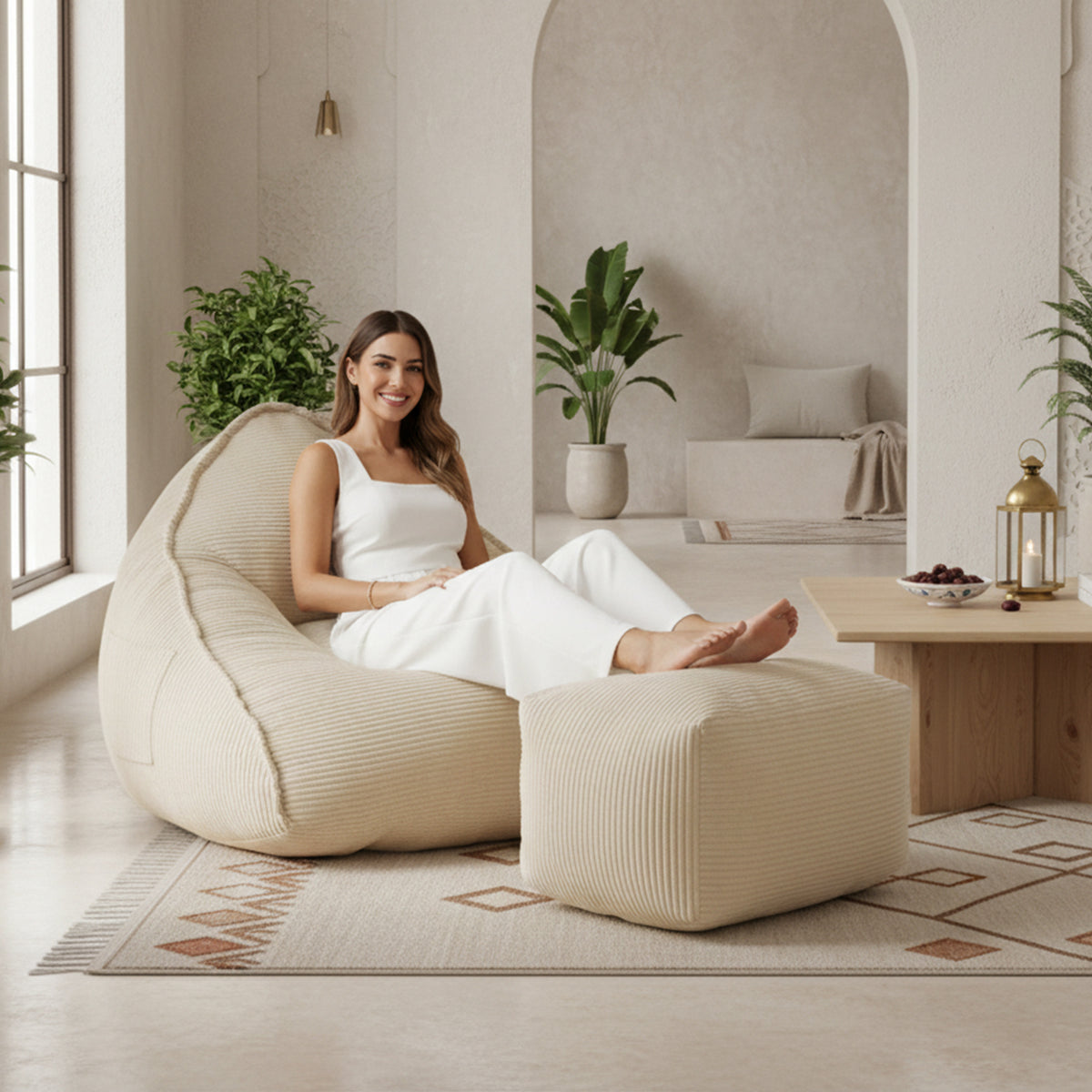 Cloud Bean Bag Chair with Ottoman for Adults