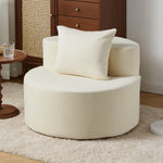 Modern Round Chaise Lounge Chair, Upholstered Chenille Deep Seat, Single Floor Sofa for Living Room and Bedroom