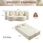 2-in-1 Convertible Sofa Bed, Folding 2 Seater Cotton Velvet Sofa with Pillow, No Assembly Fabric Couch for Living Room, Bedroom & Apartment