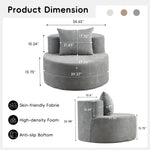 Modern Round Chaise Lounge Chair, Upholstered Chenille Deep Seat, Single Floor Sofa for Living Room and Bedroom