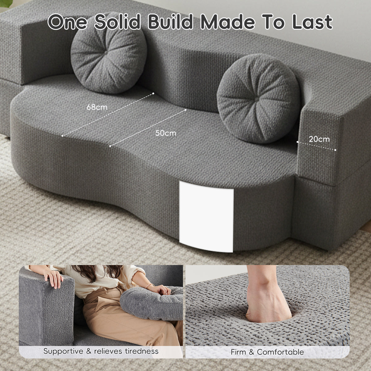 2-in-1 Convertible Sofa Bed, Folding 2 Seater Cotton Velvet Sofa with Pillow, No Assembly Fabric Couch for Living Room, Bedroom & Apartment