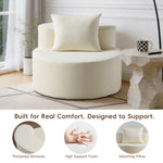 Modern Round Chaise Lounge Chair, Upholstered Chenille Deep Seat, Single Floor Sofa for Living Room and Bedroom