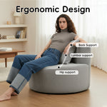 Modern Round Chaise Lounge Chair, Upholstered Chenille Deep Seat, Single Floor Sofa for Living Room and Bedroom