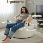 Modern Round Chaise Lounge Chair, Upholstered Chenille Deep Seat, Single Floor Sofa for Living Room and Bedroom