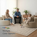 Modern Round Chaise Lounge Chair, Upholstered Chenille Deep Seat, Single Floor Sofa for Living Room and Bedroom