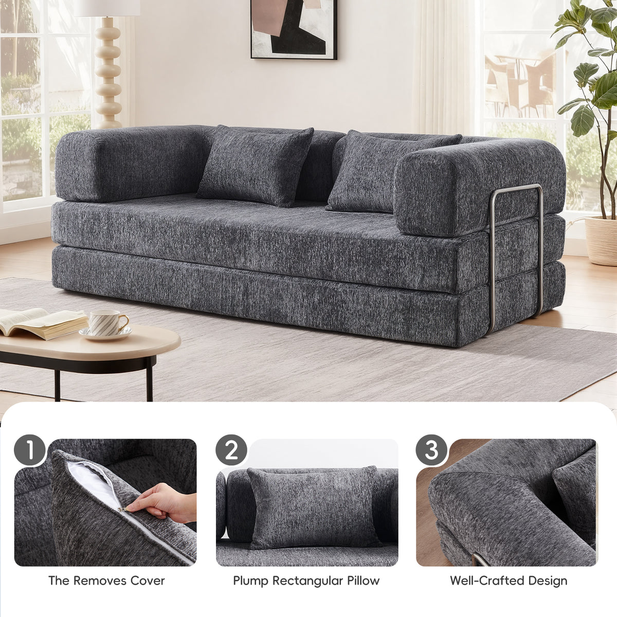 AIMSTYTO 5-in-1 Convertible Folding Sofa Bed
