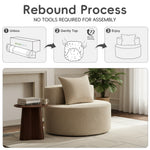 Modern Round Chaise Lounge Chair, Upholstered Chenille Deep Seat, Single Floor Sofa for Living Room and Bedroom