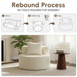 Modern Round Chaise Lounge Chair, Upholstered Chenille Deep Seat, Single Floor Sofa for Living Room and Bedroom