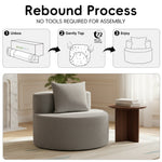 Modern Round Chaise Lounge Chair, Upholstered Chenille Deep Seat, Single Floor Sofa for Living Room and Bedroom
