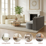 2-in-1 Convertible Sofa Bed, Folding 2 Seater Cotton Velvet Sofa with Pillow, No Assembly Fabric Couch for Living Room, Bedroom & Apartment