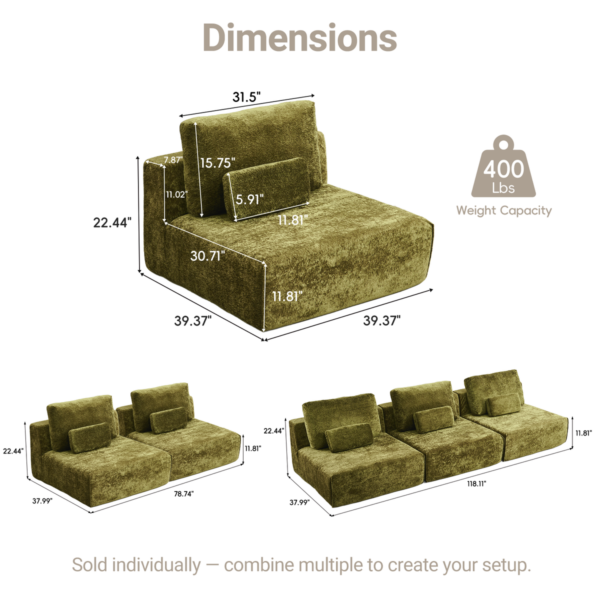 AIMSTYTO Modular Sectional Sofa Couch